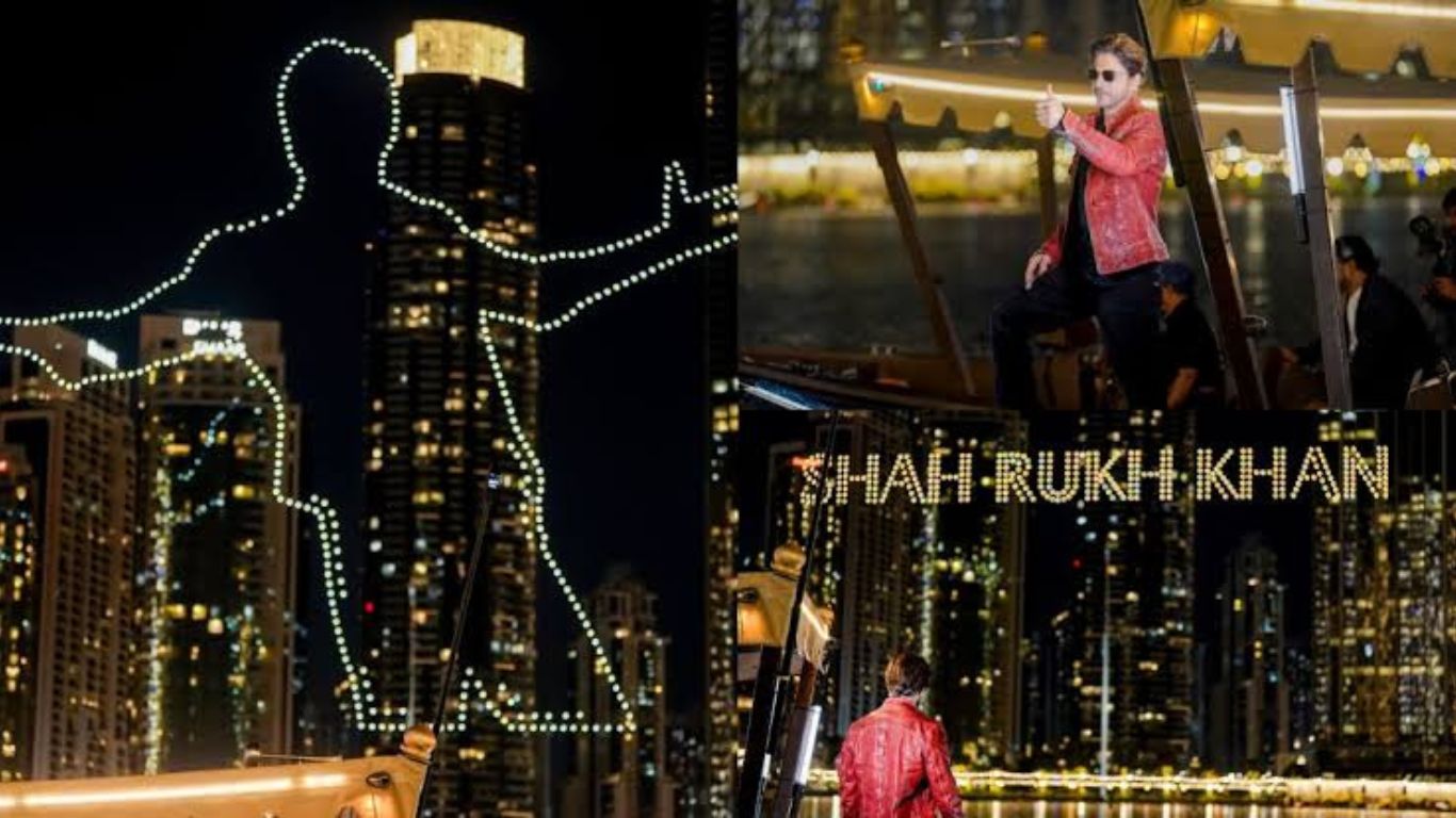 Shah Rukh Khan Lights Up Dubai Sky with Signature Pose Ahead of Dunki Release